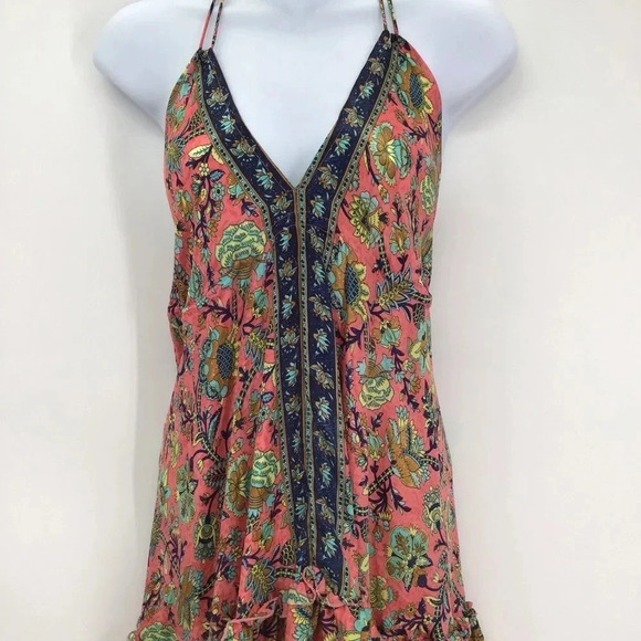 Zury Women’s Silk Blend Halter Summer Boho Tiered Ruffle Dress Size Free Size - Picture 3 of 8